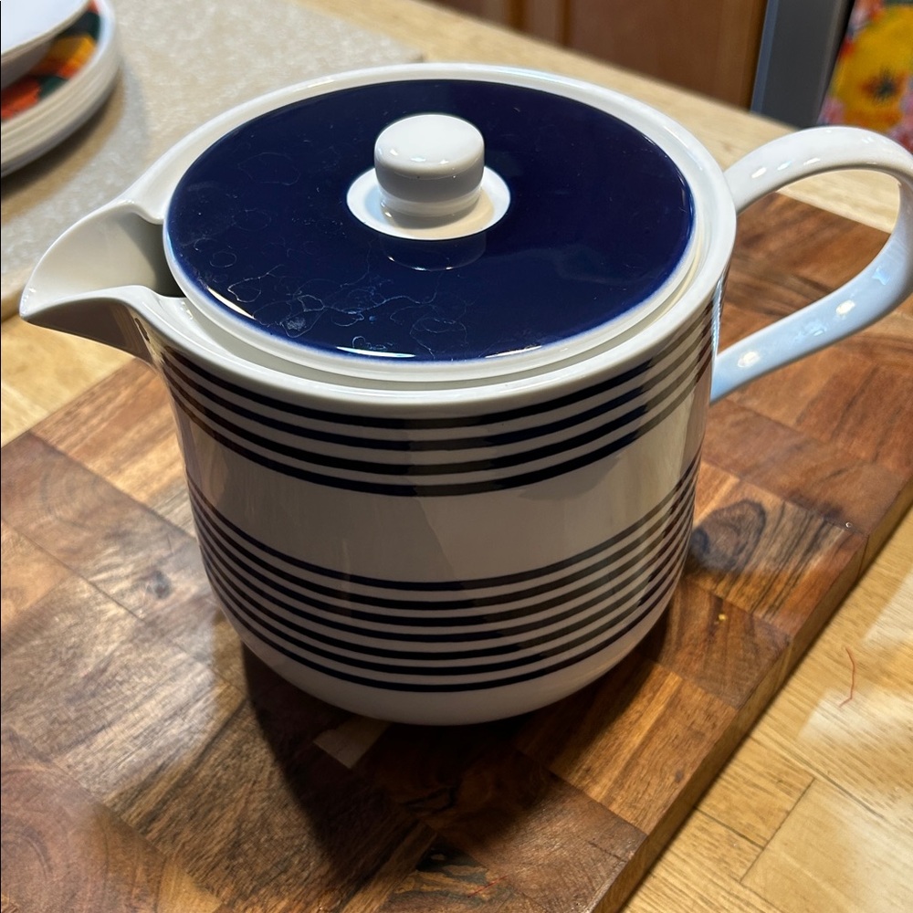 Kate Spade Navy and White Striped Teapot